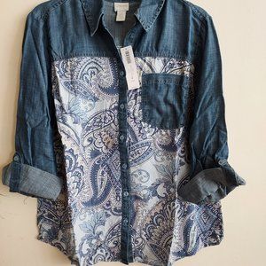 Chico's Paisley Denim Shirt